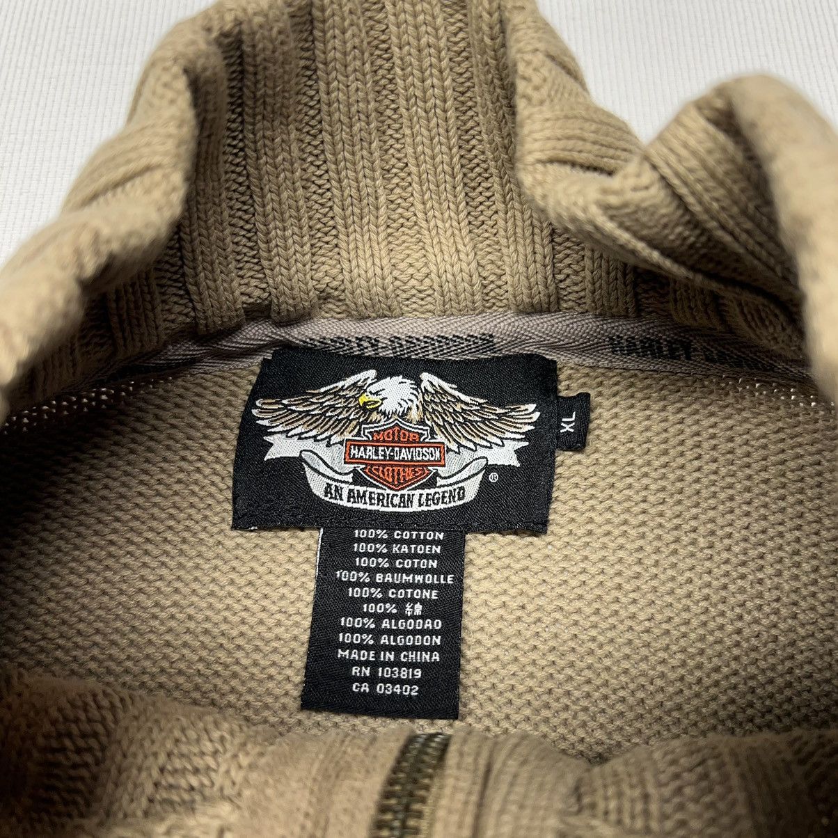 Harley Davidson × Vintage Harley Davidson Sweater Brown 1/4 Zip Logo Embroidered Size US XL / EU 56 / 4 - 7 Thumbnail