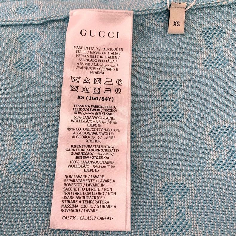 Gucci Gucci Blue logo jacquard full-printed wool long-sleeved kni Size US XS / EU 42 / 0 - 7 Thumbnail