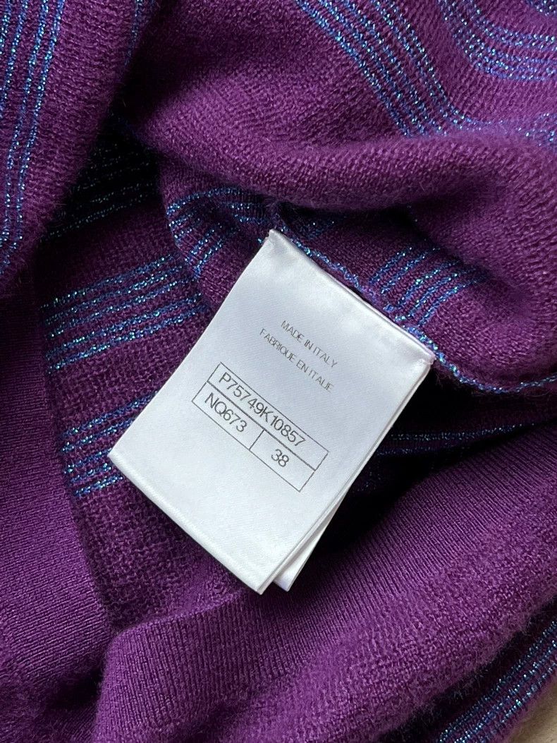 Chanel Chanel 23B purple striped shiny cashmere round-neck short- Size XS / US 0-2 / IT 36-38 - 4 Thumbnail