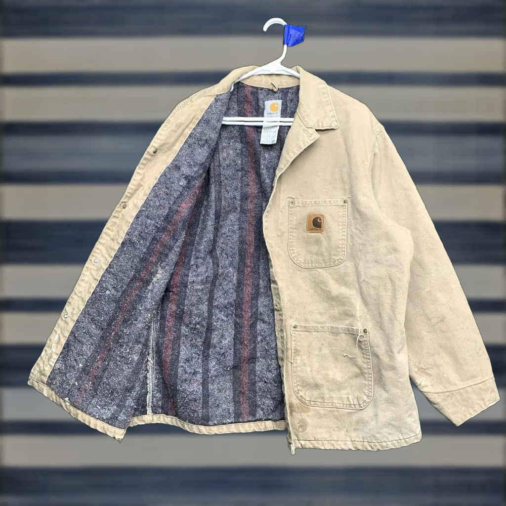 Carhartt VINTAGE Carhartt Jacket Men L Brown Canvas Lined Bomber Workwear Coat C58 CHT J97 Insulation Polyester Short Description? Size US L / EU 52-54 / 3 - 1 Thumbnail