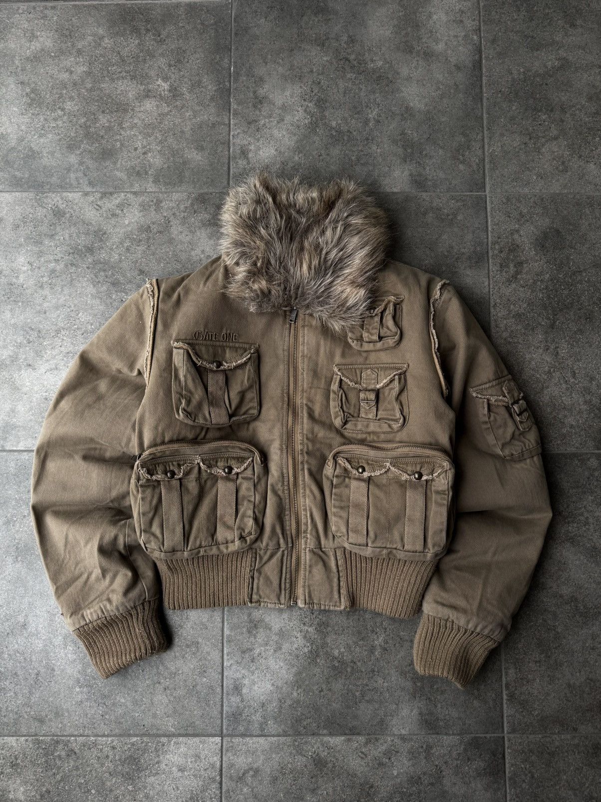 Vintage 00s Faux Fur Cropped Jacket Bomber Y2K