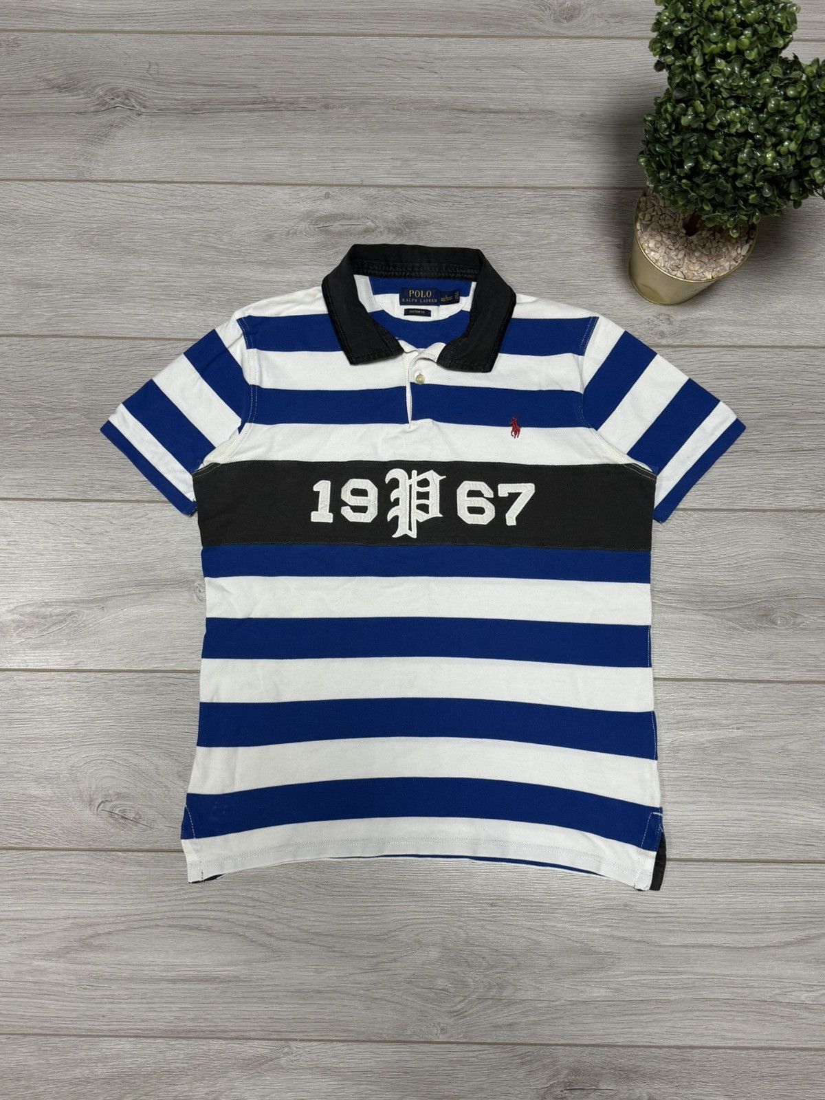 Polo Ralph Lauren Polo Ralph Lauren striped 1967 P rugby tee shirt Size US L / EU 52-54 / 3 - 4 Thumbnail