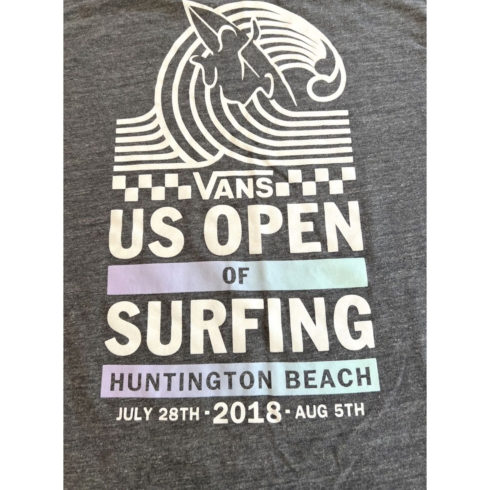 Vans VANS Surf Shirt Women’s XL T-Shirt Gray Short Sleeve Crew Neck 2018 WSL US Open Huntington Beach Aquaman Limited Edition Vintage No N/A Size XL / US 12-14 / IT 48-50 - 3 Thumbnail