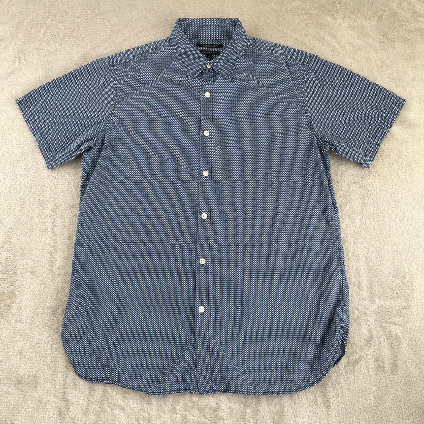 Banana Republic Banana Republic Shirt Men Medium Blue Geometric Camden Fit Short Sleeve Size US M / EU 48-50 / 2 - 3 Thumbnail