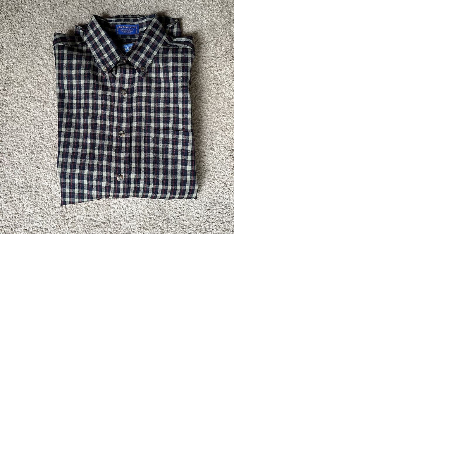 Pendleton Shirt Mens Medium Button-Down 100% Wool Blue Red Tan Checks