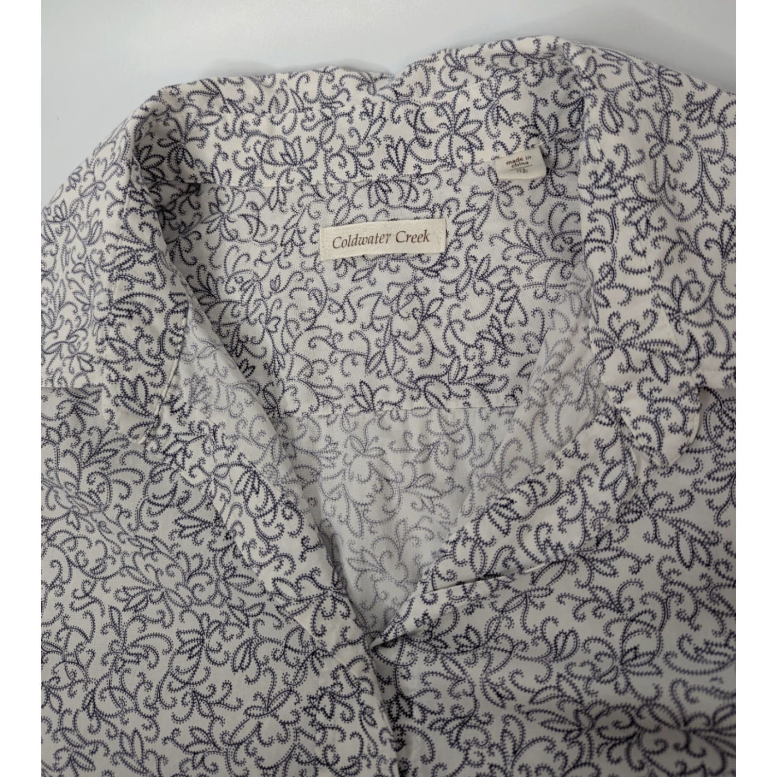 Coldwater Creek Coldwater Creek Blouse Womens XL Floral White 3/4 Sleeve V-Neck Button Cotton Size XL / US 12-14 / IT 48-50 - 7 Thumbnail