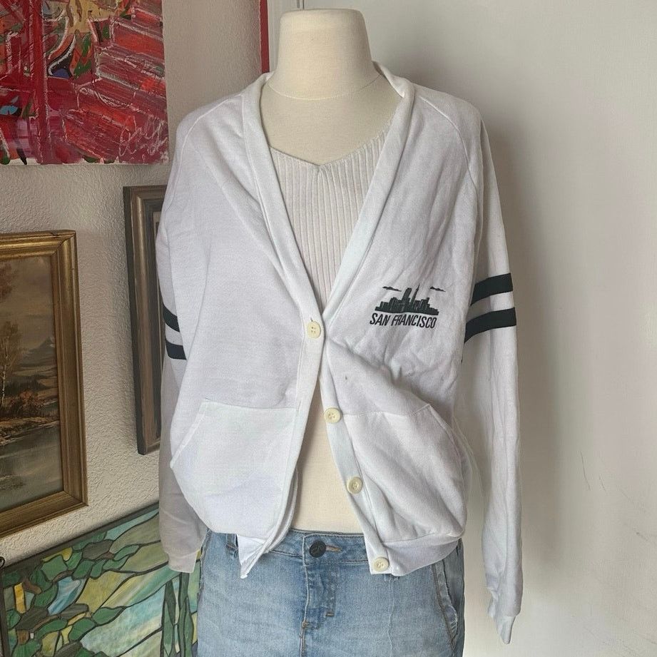 Other unbranded white san francisco long sleeve cardigan Size L / US 10 / IT 46 - 1 Thumbnail