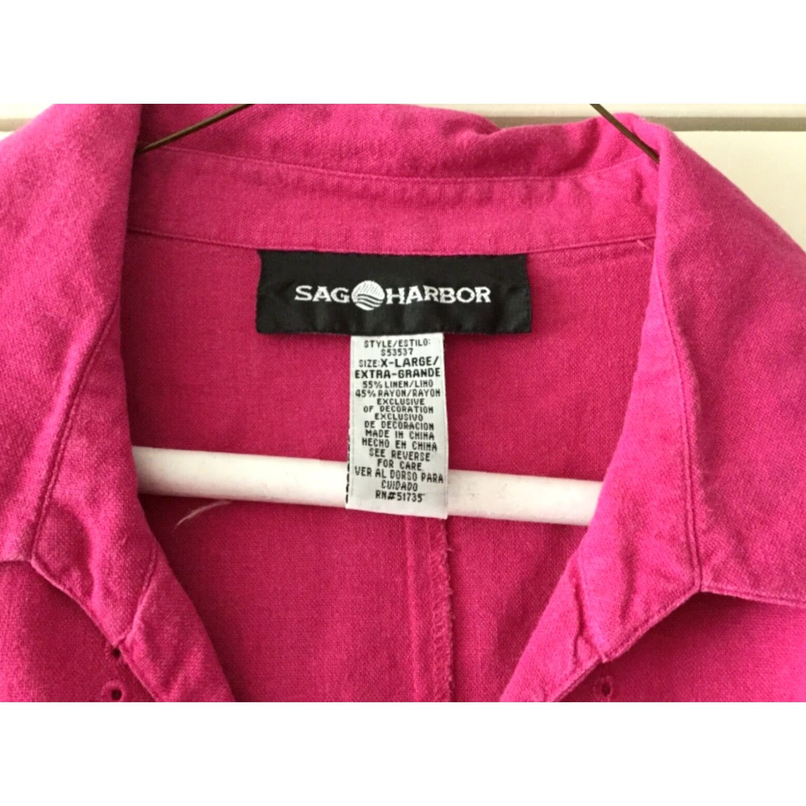 Vintage VINTAGE Sag Harbor Blouse Women Large Pink Embroidered Button-Down Shirt Long Sleeve Size L / US 10 / IT 46 - 2 Thumbnail