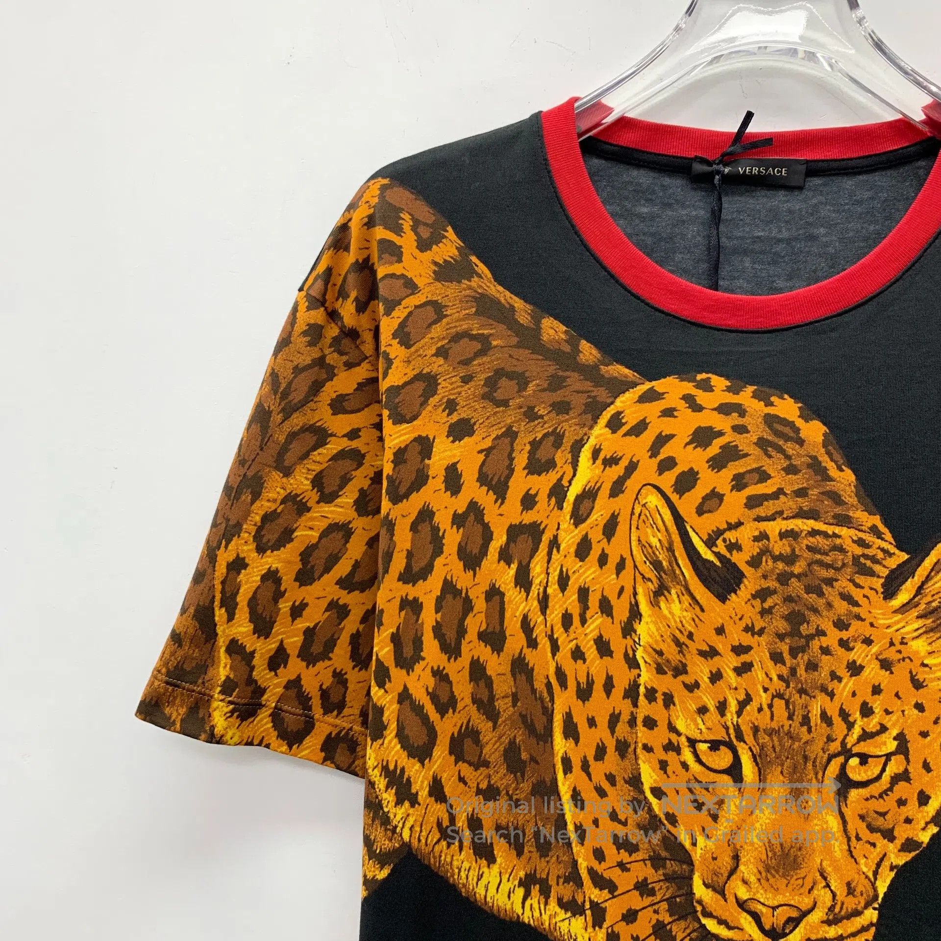 Versace Versace Black Leopard Print Cotton Crew Neck Short Sleeve Size US L / EU 52-54 / 3 - 3 Thumbnail