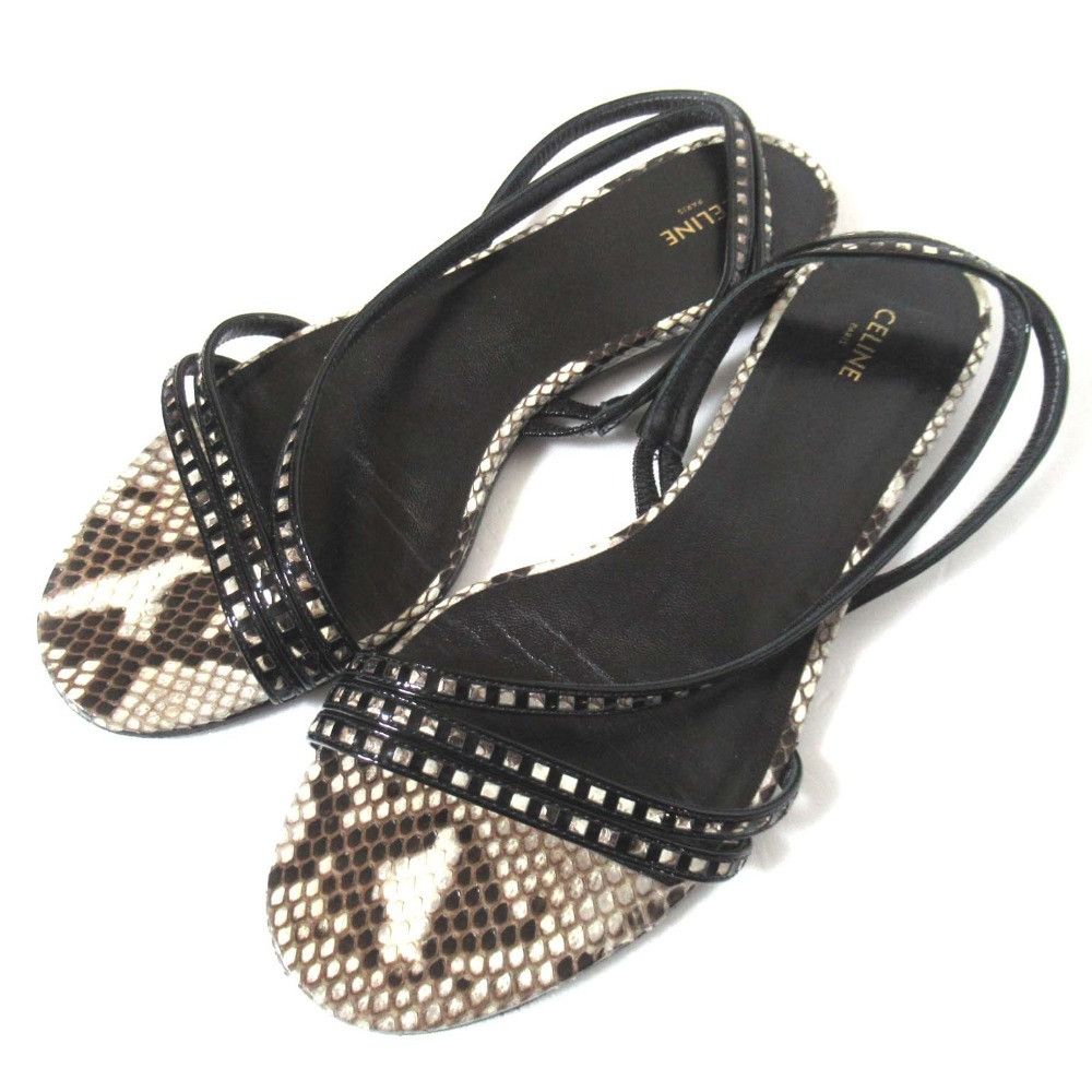 Celine Celine Celine Python Leather Flat Sandals Natural Material Shoes DUTY FREE for USA Size ONE SIZE - 1 Thumbnail