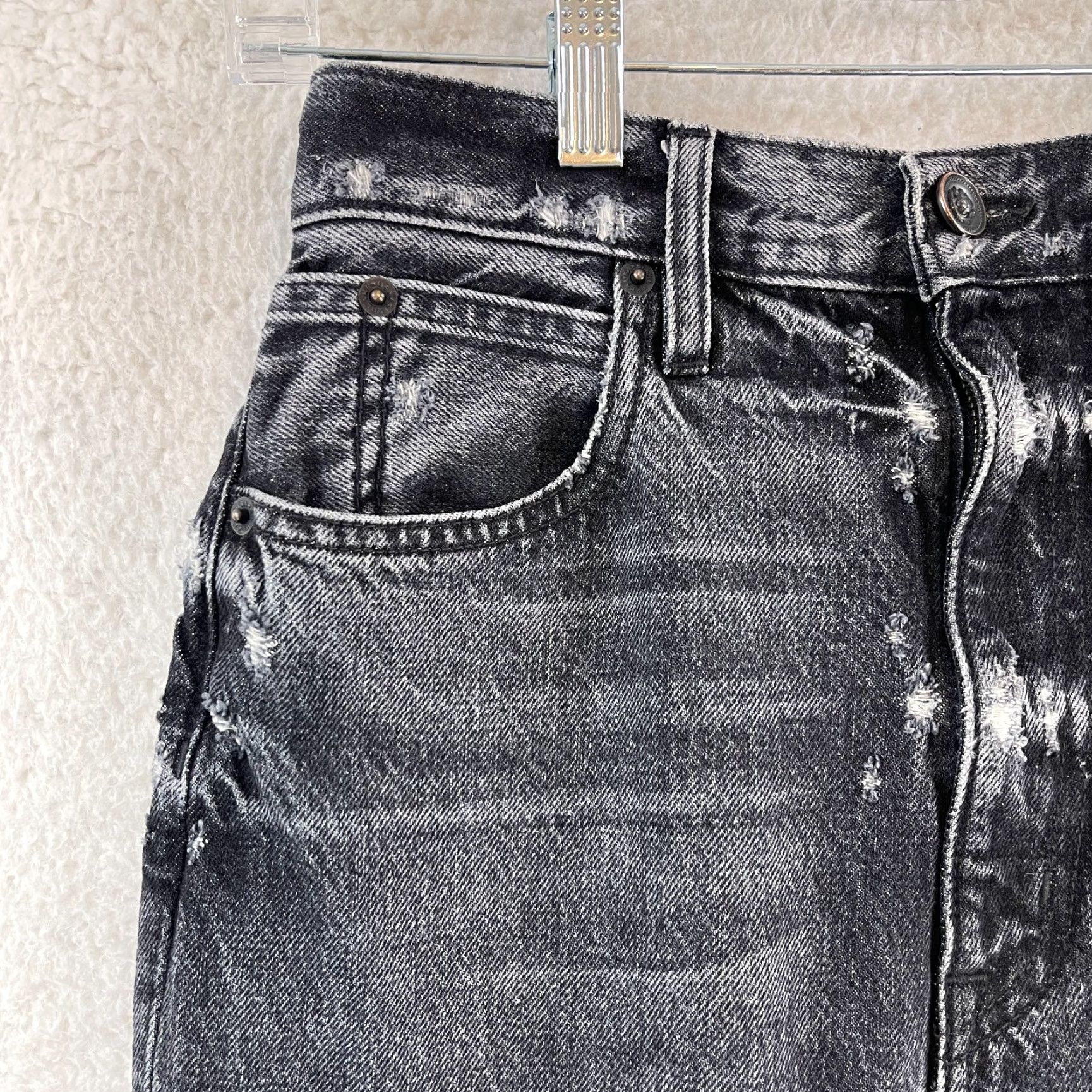 SLVRLAKE SLVRLAKE Beatnik Jeans Womens Regular 26 Black Coal Distressed Skinny Denim Cotton 5-Pocket Inseam 25.5" Rise 12" Button Zip Jeans Womens Size 26" / US 2 / IT 38 - 7 Thumbnail