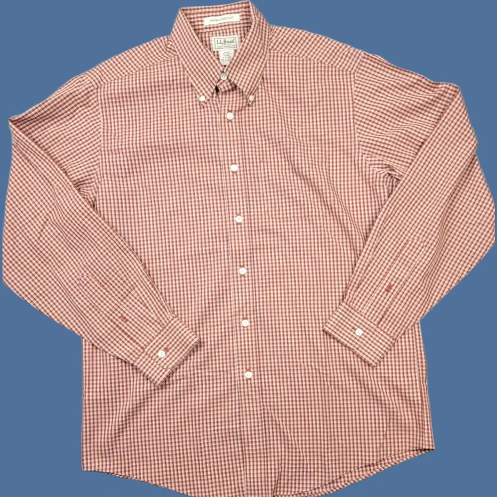 Vintage L.L. Bean Shirt Mens Medium Red Check Long Sleeve Button Down Wrinkle Resistant Size US M / EU 48-50 / 2 - 1 Thumbnail