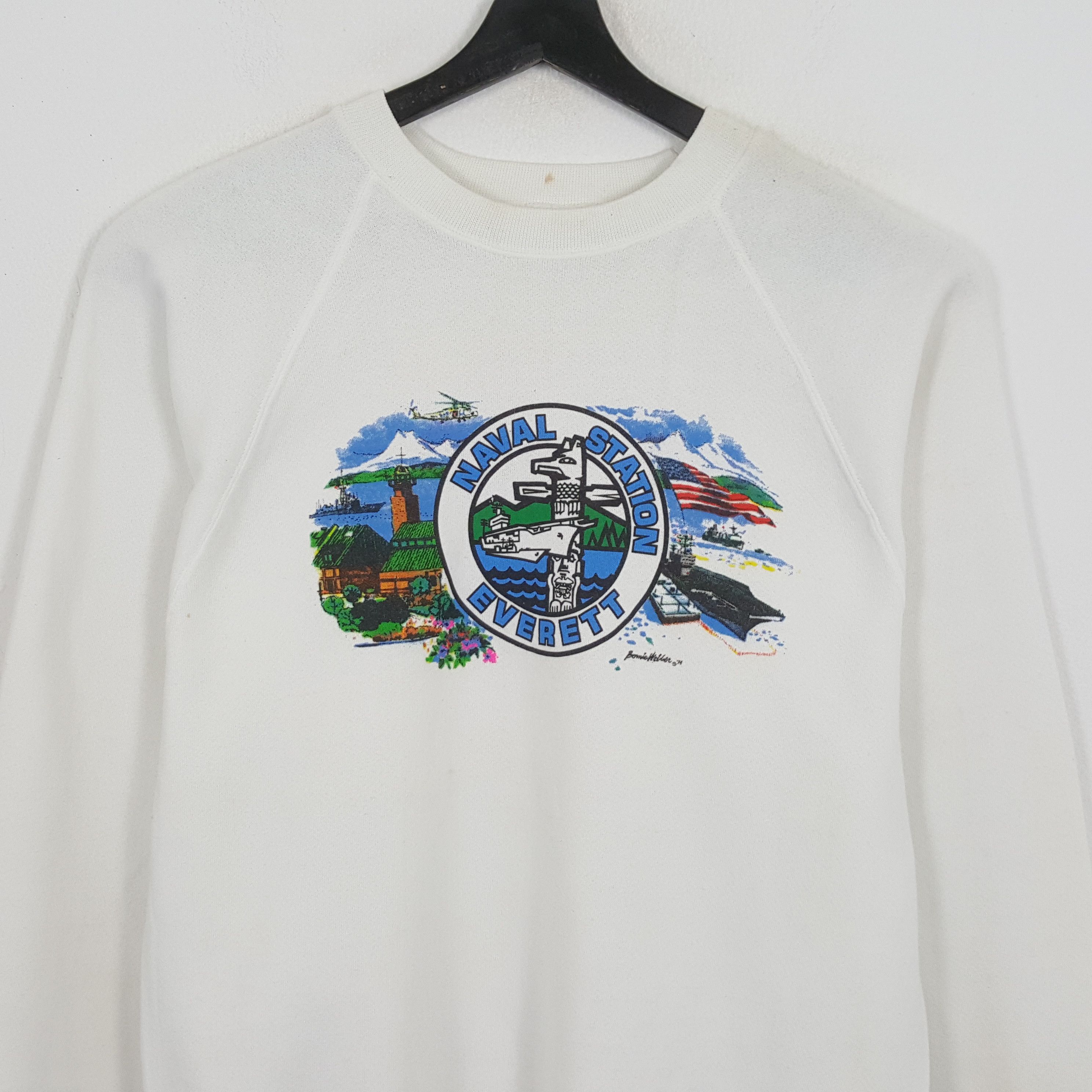 Naval Clothing Factory × Vintage NAVAL STATION EVERETT Center Design Vintage Sweatshirt Size US M / EU 48-50 / 2 - 2 Thumbnail