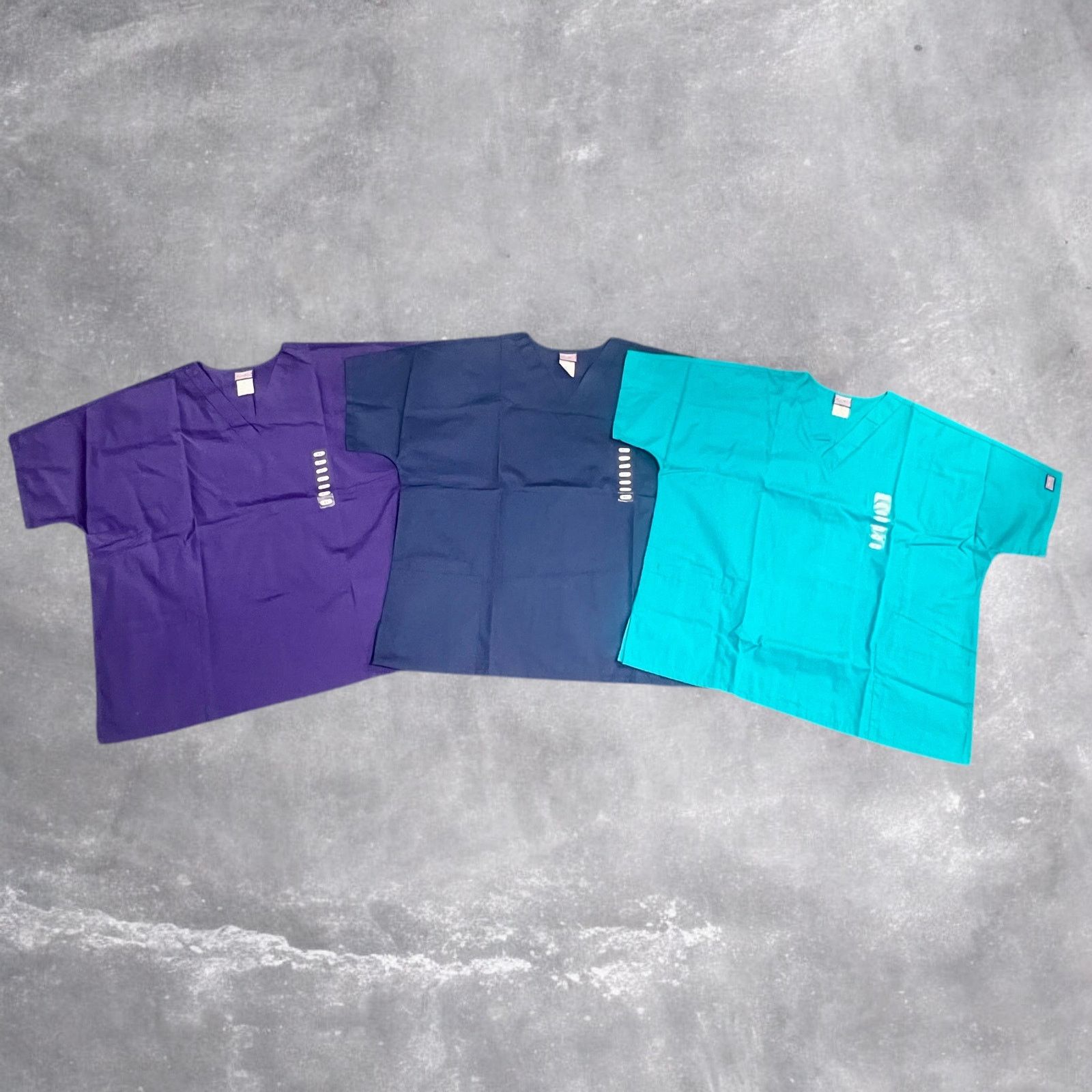 Cherokee XL Cherokee Scrub Top-Set of 3-Purple Teal Navy-Solid Size XL / US 12-14 / IT 48-50 - 1 Thumbnail