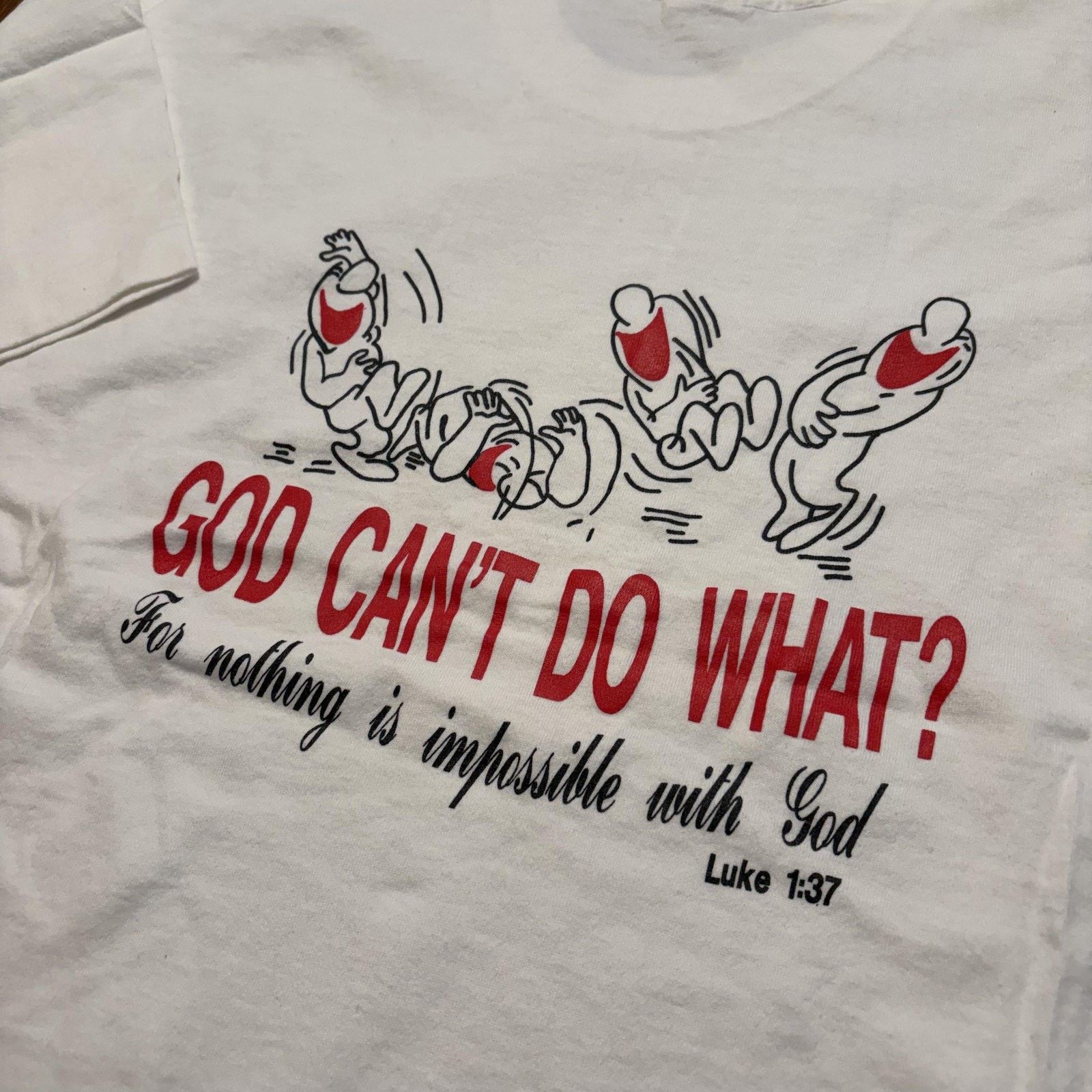 Fruit Of The Loom Vtg Fruit Of The Loom Shirt XL God Can't Do What Christian Size US XL / EU 56 / 4 - 4 Thumbnail