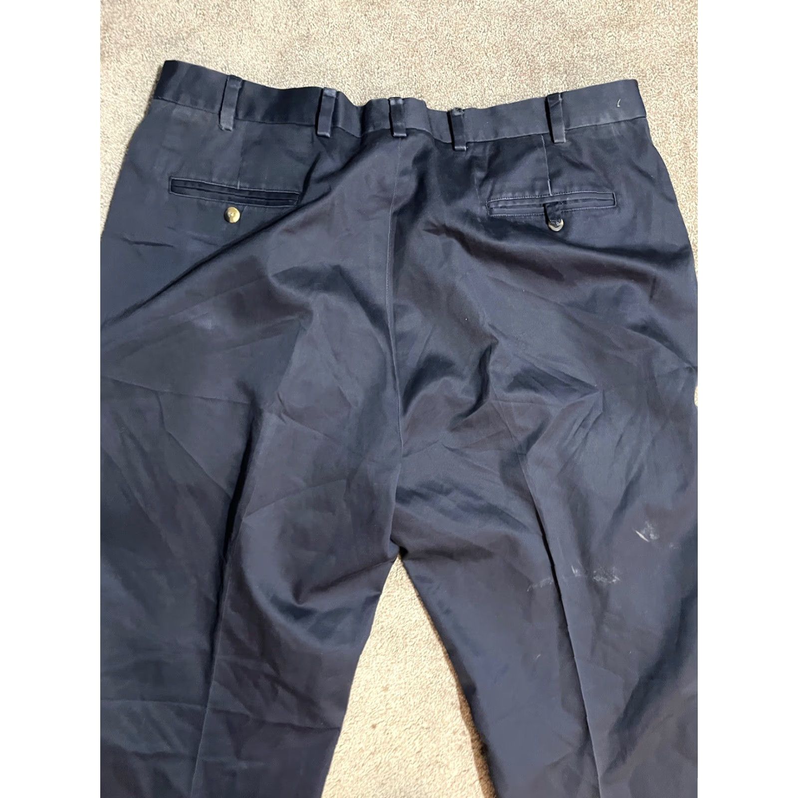 Jos. A. Bank Jos. A. Bank Travelers Collection Tailored Fit Flat Front Twill Pants 44x30 Navy Size US 44 / EU 60 - 3 Thumbnail