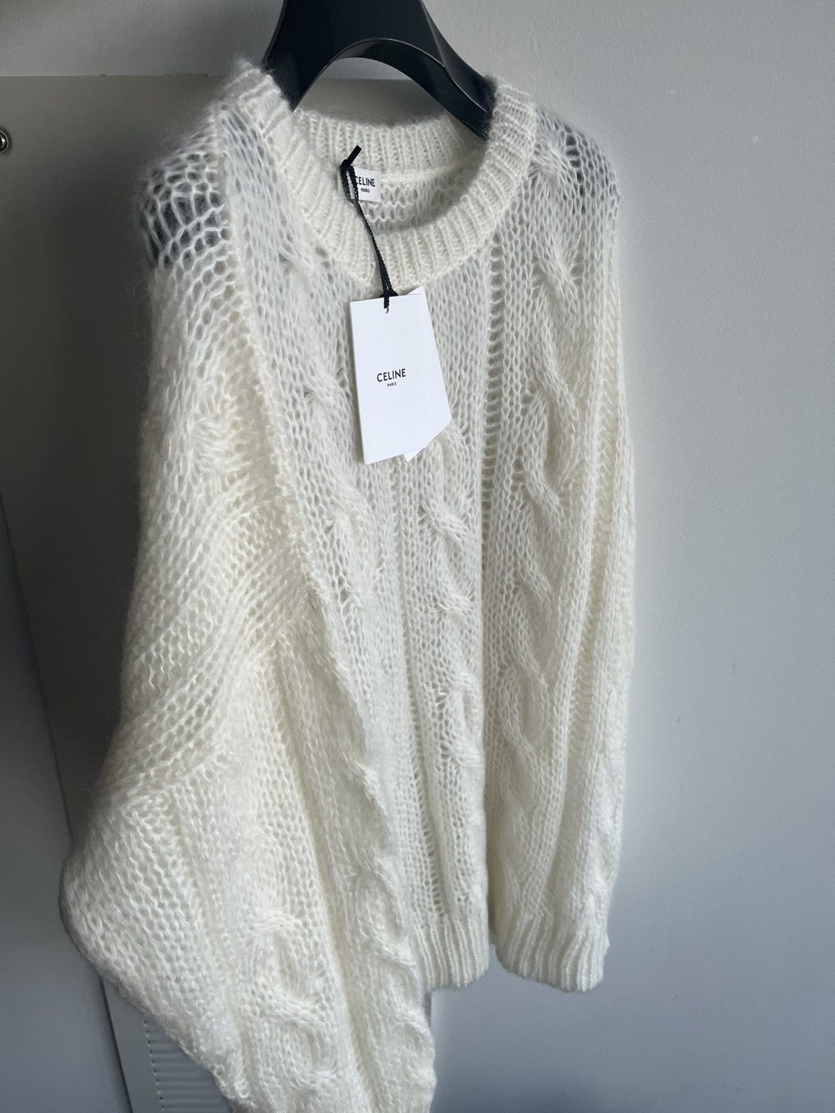 Celine × Hedi Slimane Brand New Super Runway Celine by Hedi Boxy Aran Sweater Size US XXL / EU 58 / 5 - 7 Thumbnail
