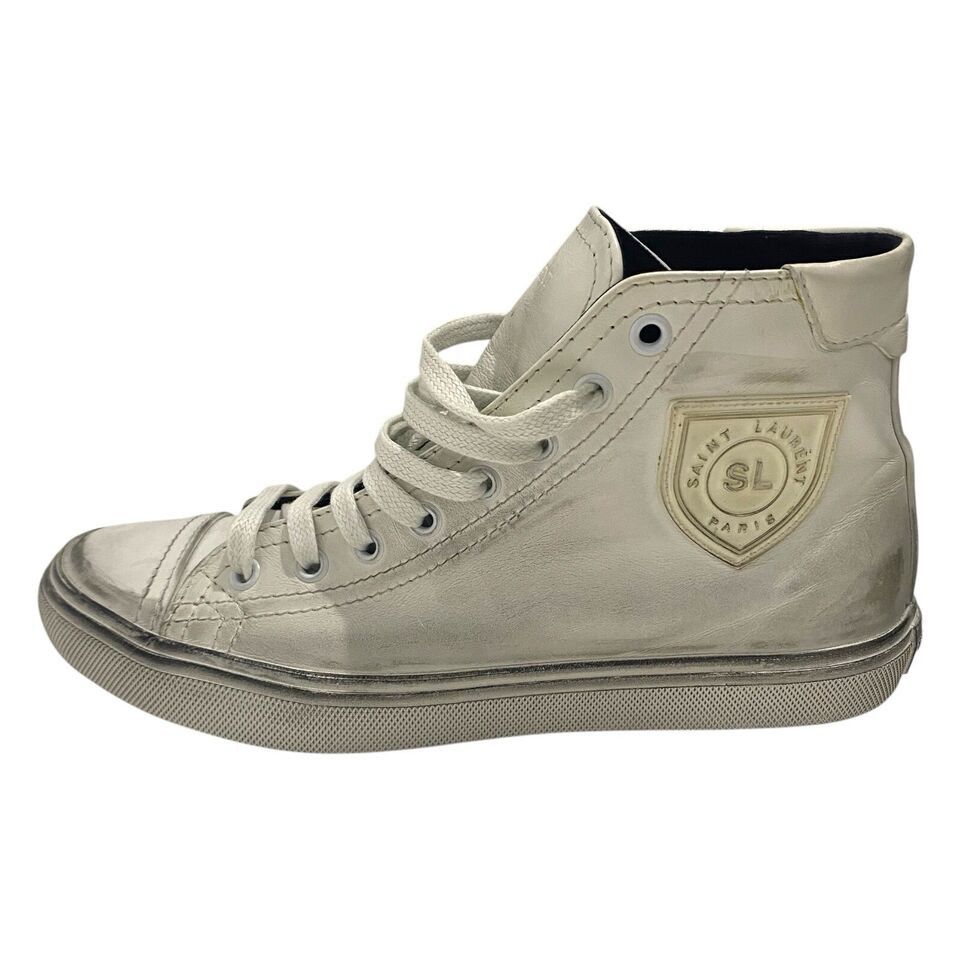 Saint Laurent Paris $695 Bedford White Distressed Leather High-Top Sneaker Size US 5 / IT 35 - 6 Thumbnail