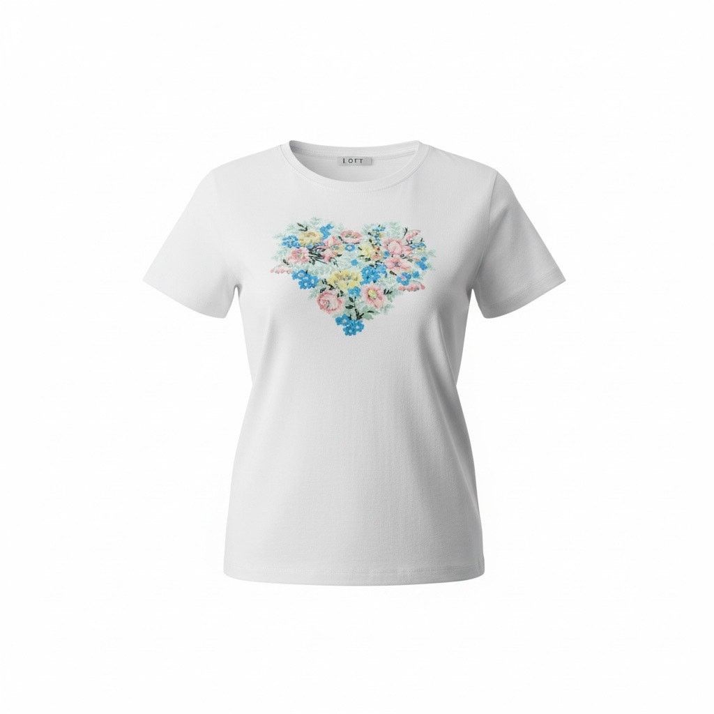 Loft LOFT Women’s White Floral T-Shirt Size Small Short Sleeve Size S / US 4 / IT 40 - 1 Thumbnail