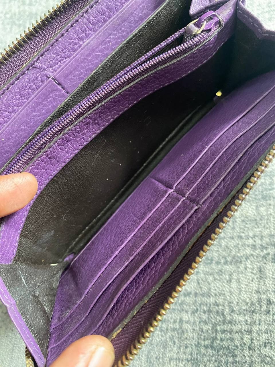 Gucci Gucci Soho GG Zip Around Leather Wallet Purple Size ONE SIZE - 12 Thumbnail