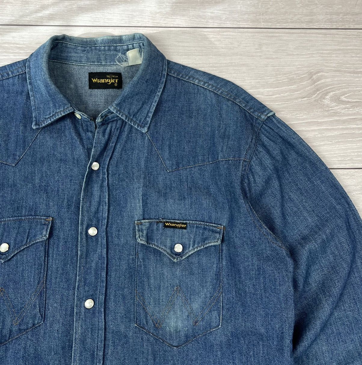 Wrangler Wrangler Vintage 80s Blue Denim Rancho Shirt L Size Size US L / EU 52-54 / 3 - 6 Thumbnail