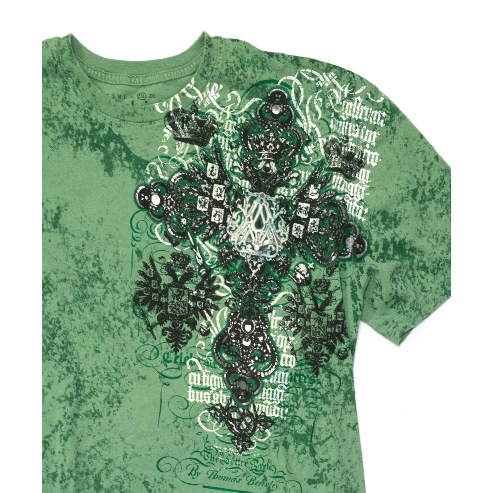 Affliction Affliction T-Shirt Mens 2XL Crew Neck Short Sleeve Green 2000s Y2K Grunge Art Aztec Logo Regular Fit Cotton9 Size US XXL / EU 58 / 5 - 5 Thumbnail