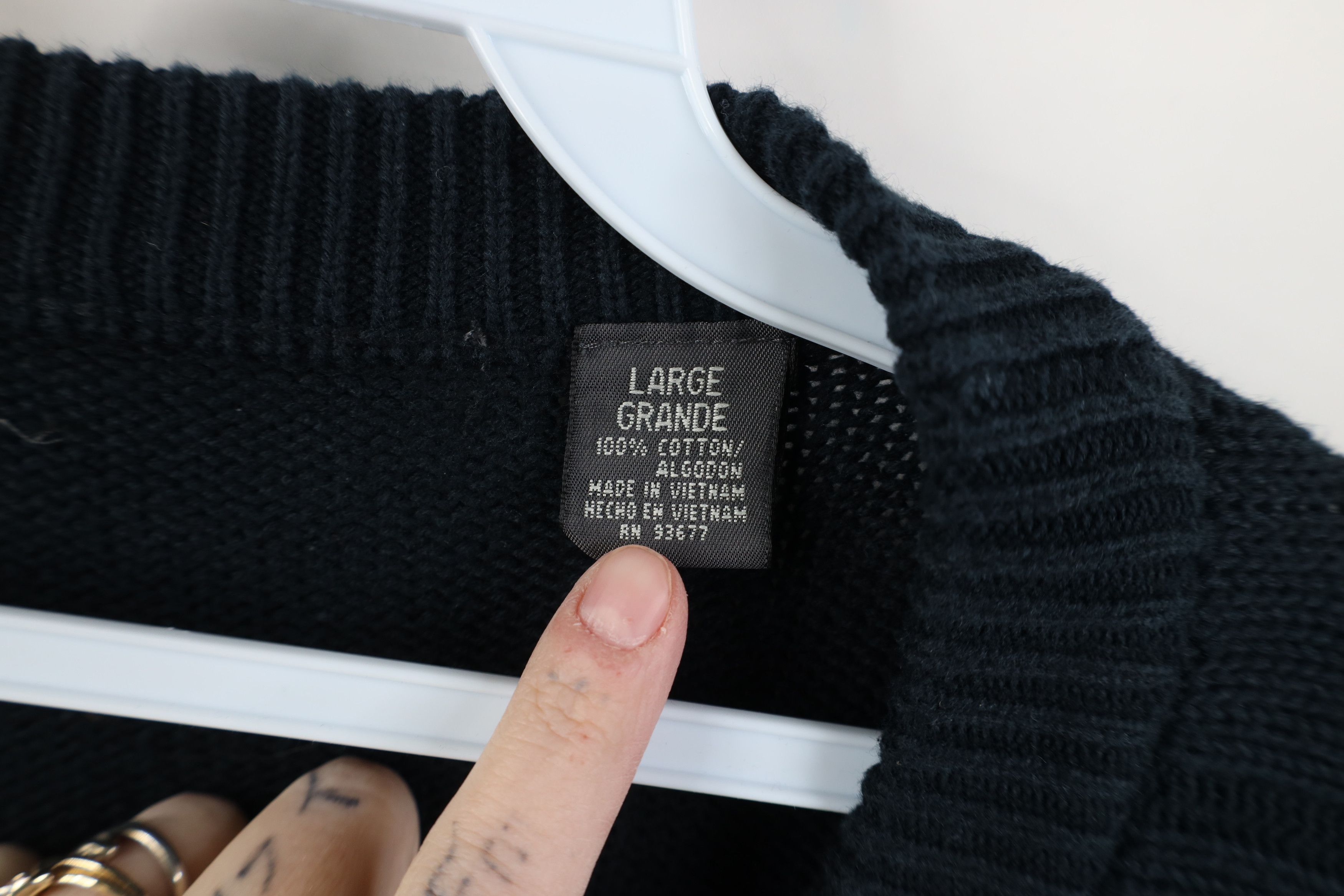 Vintage Vintage 90s Streetwear Ribbed Cable Knit Sweater Black Size US L / EU 52-54 / 3 - 4 Thumbnail