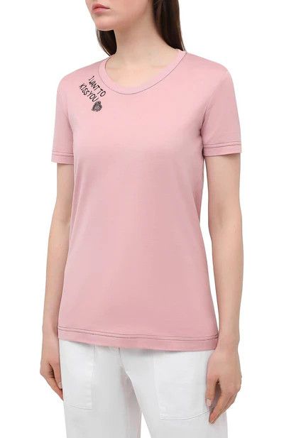 Dolce & Gabbana o1y0925 Crewneck T-Shirt in Pink Size M / US 6-8 / IT 42-44 - 2 Thumbnail