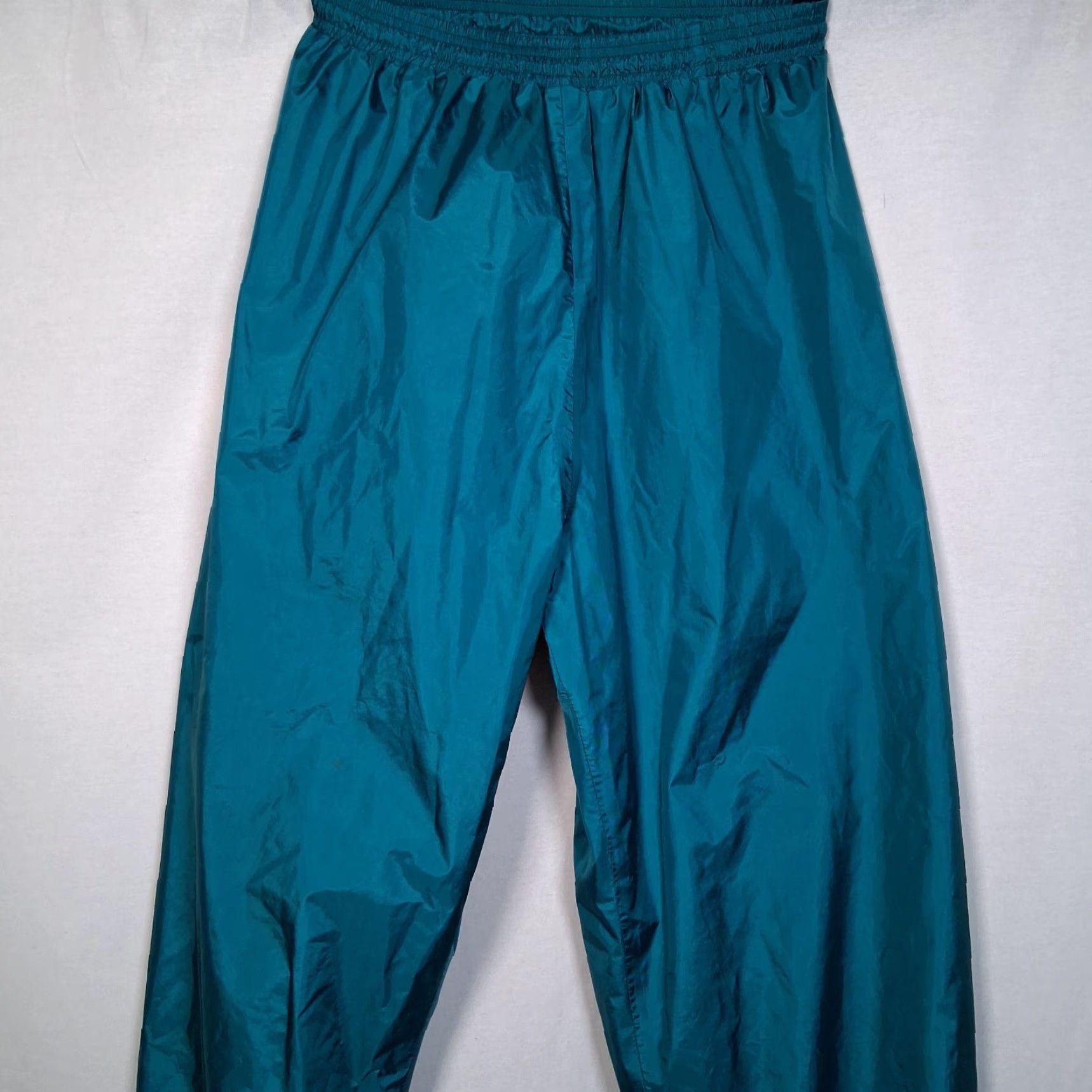 Vintage VINTAGE L.L. Bean Rain Pants Men M Tall Teal Nylon Softshell Lined 32" Inseam Jogger with Zip Cuff Weather Gear Gore Tex Rain Pants Mens 1990s Size US 31 - 6 Thumbnail