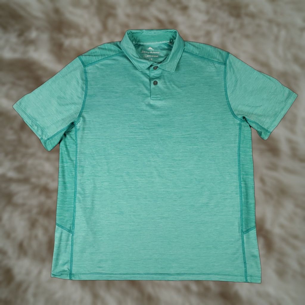 Tommy Bahama Tommy Bahama Polo Shirt Mens Large Turquoise Polyester Marlin Golf Short Sleeve Size US L / EU 52-54 / 3 - 1 Thumbnail