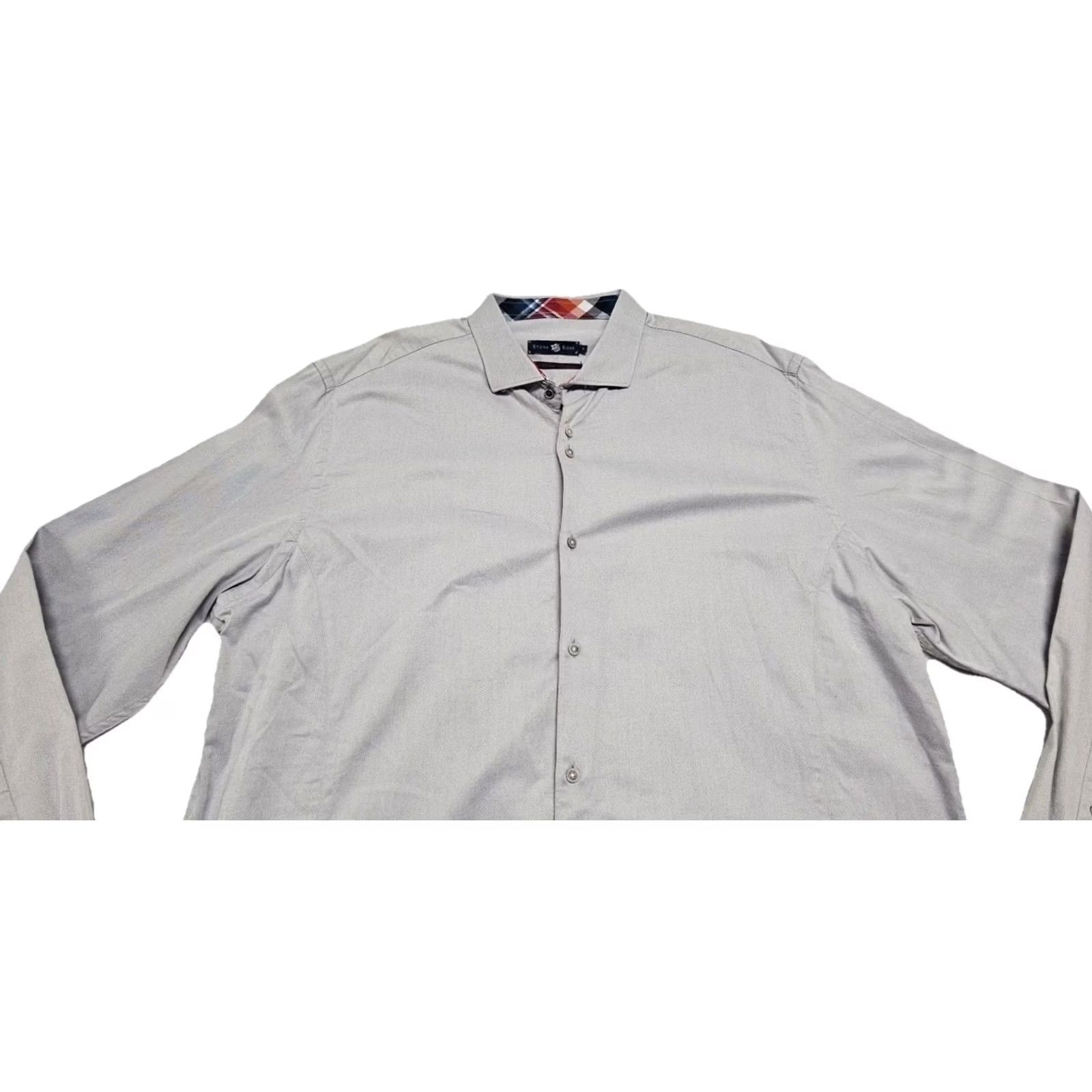 Vintage Stone Rose Gray Slim Fit Stretch Dress Shirt Contrast Collar Tailored 6/Small Size 36R - 3 Thumbnail