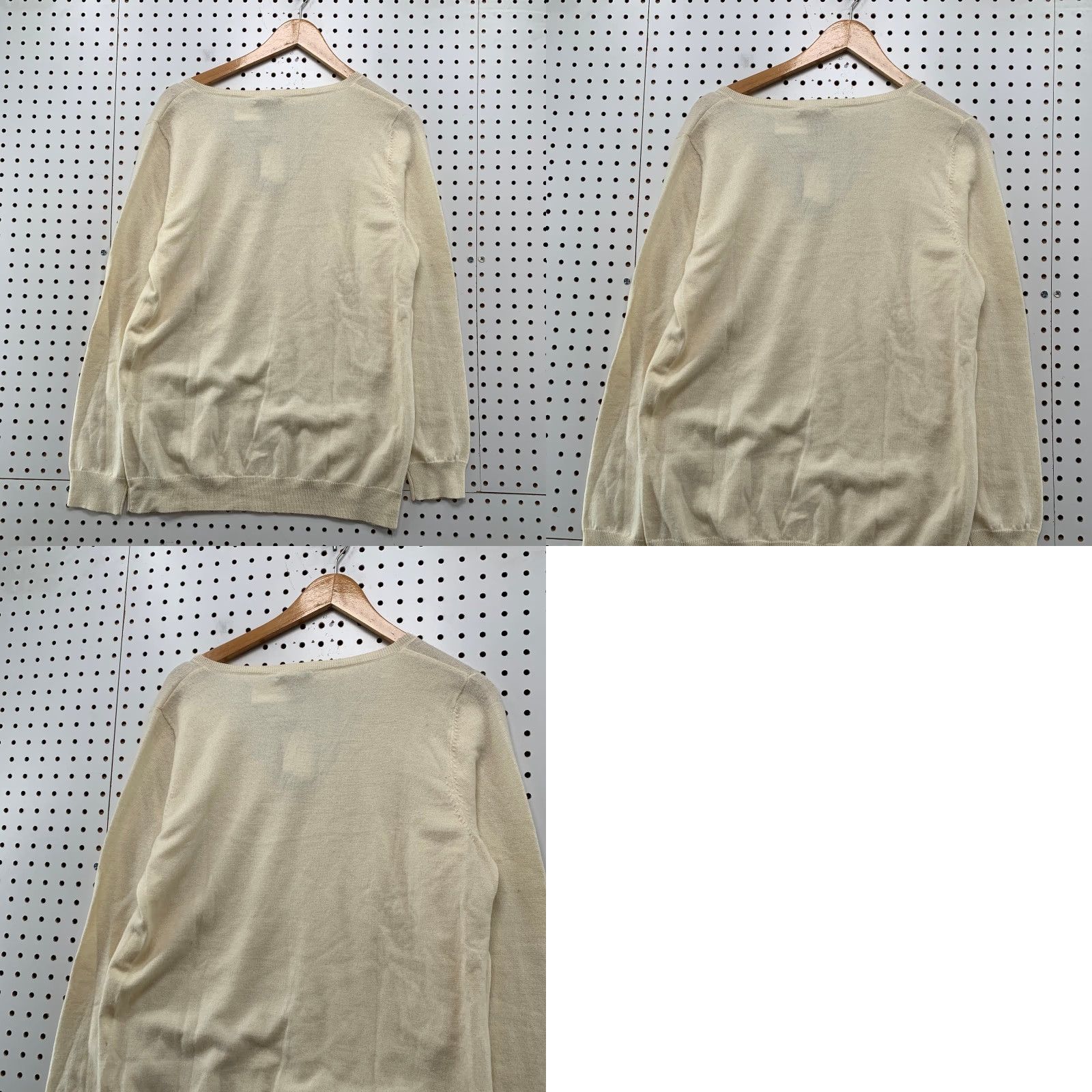 Vintage Vertical Design Sweater Womens XL Ivory Pockets 100% Merino V Neck Size XL / US 12-14 / IT 48-50 - 9 Thumbnail