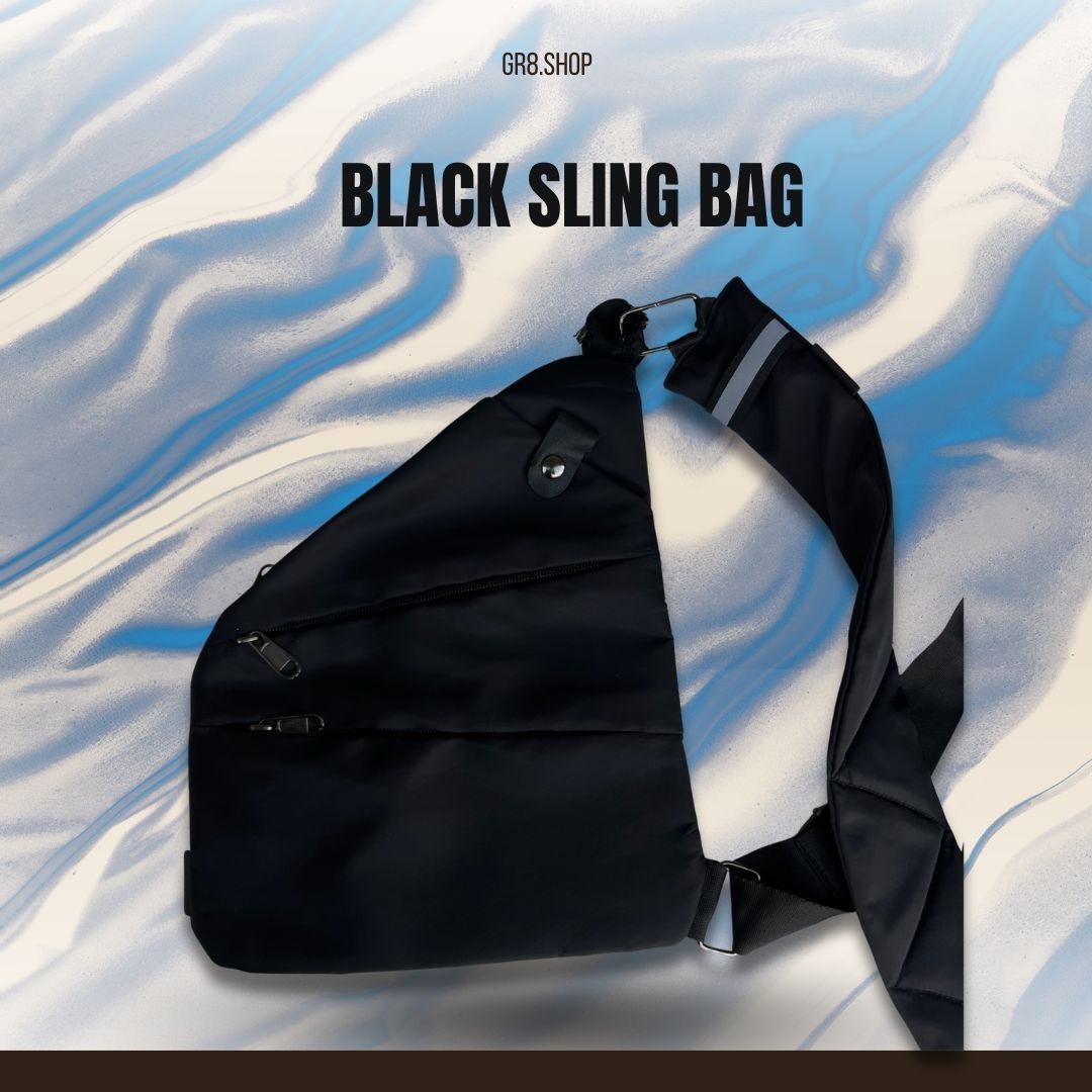 Other Black Sling Bag With Adjustable Strap & Multiple Zipper Pock Size ONE SIZE - 1 Thumbnail