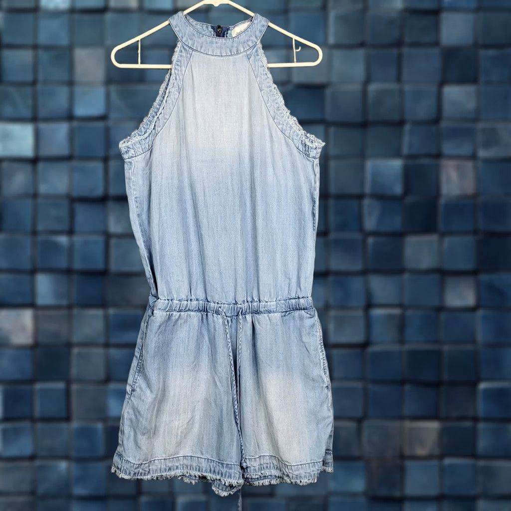 CLOT CLOTH & STONE Women's Button up sleeveless Jumpsuit Size S Blue Chambray Tencel One-Piece Casual Regular Sleeveless Button Up Size 28" / US 6 / IT 42 - 1 Thumbnail