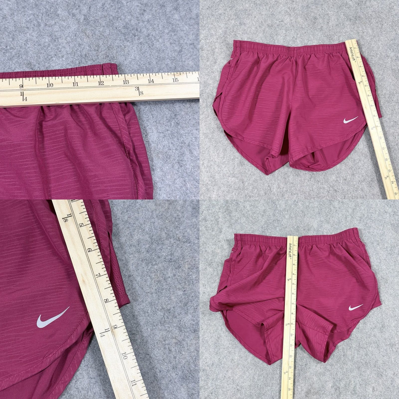 Nike Nike Dri-Fit Running Shorts Women's XS Magenta Red Color Logo Pockets Quick Dry 3.5 Inseam Athletic Summer Activewear Size 26" / US 2 / IT 38 - 8 Thumbnail