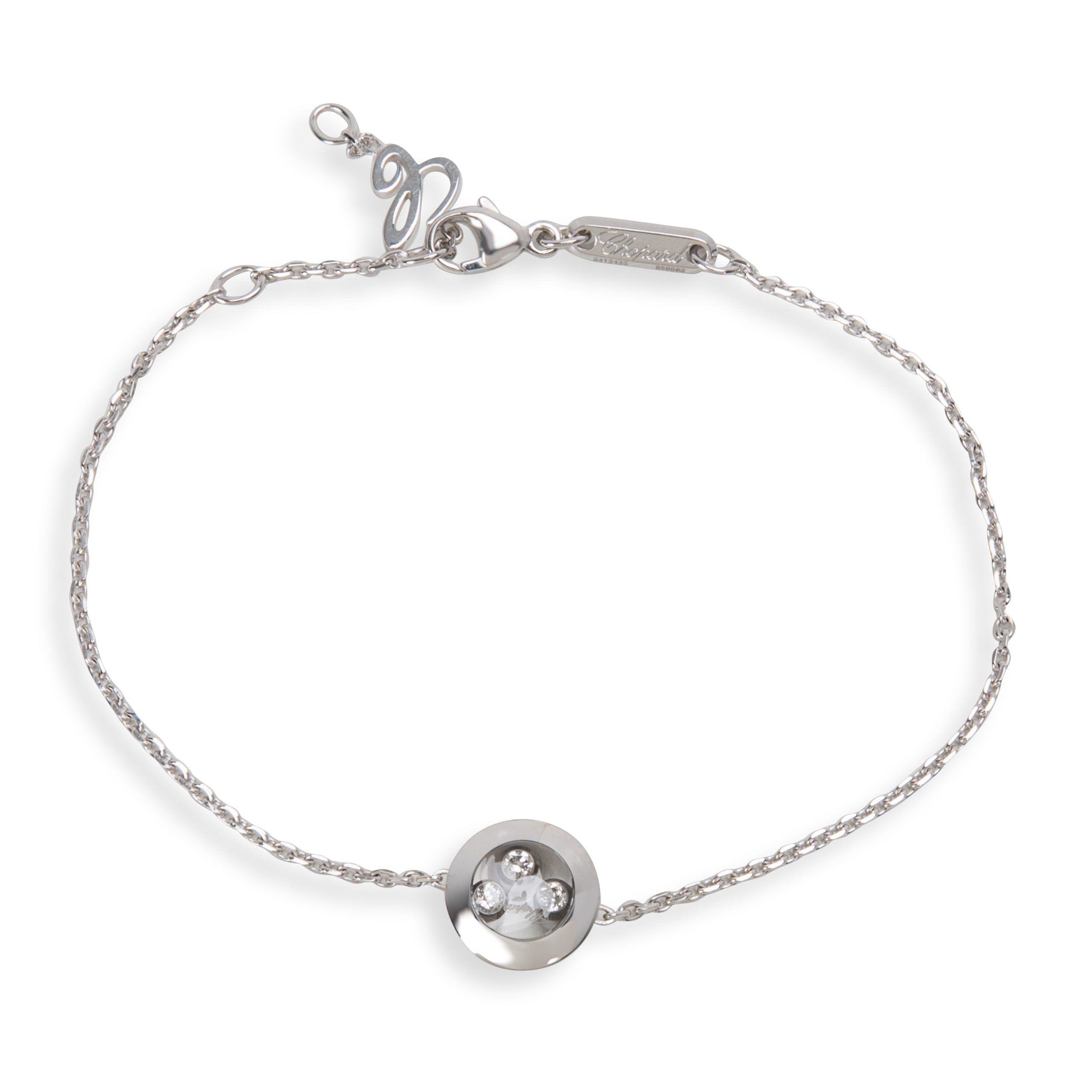 image of Chopard Happy Diamonds Icons Bracelet In 18K White Gold (0.08 Ctw), Women's
