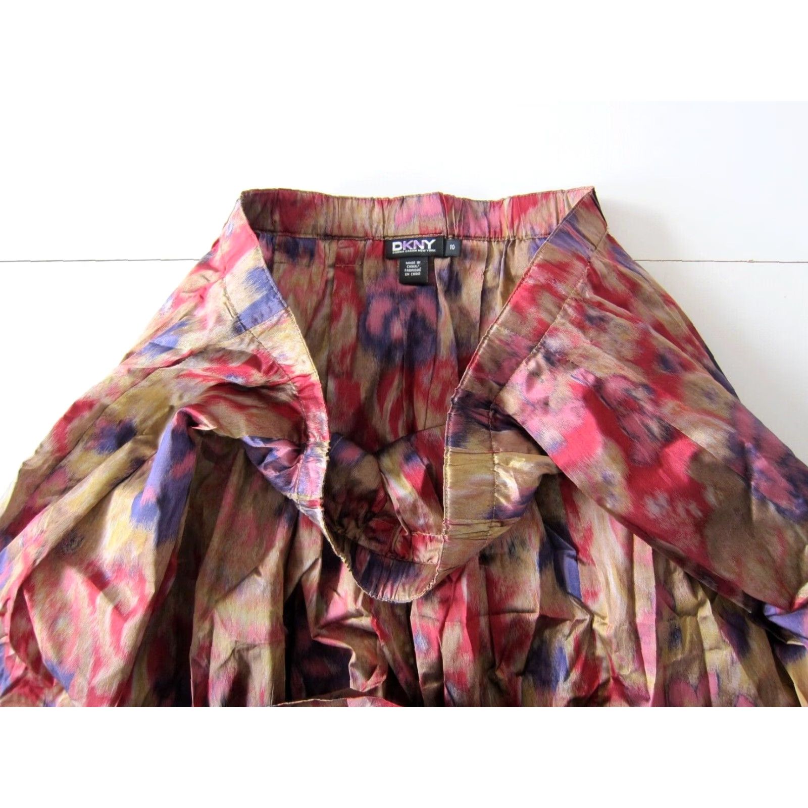 DKNY DKNY Silk Tie Dye Pleated A-Line Skirt Women Size 10 Purple KadBrown Red Size 32" / US 10 / IT 46 - 5 Thumbnail
