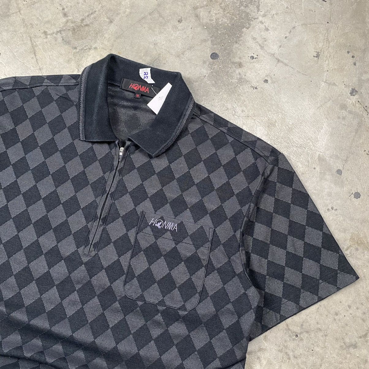 Designer × Japanese Brand × Vintage Honma Diamond Checkered Halfzip Polos Tee Size US M / EU 48-50 / 2 - 2 Thumbnail