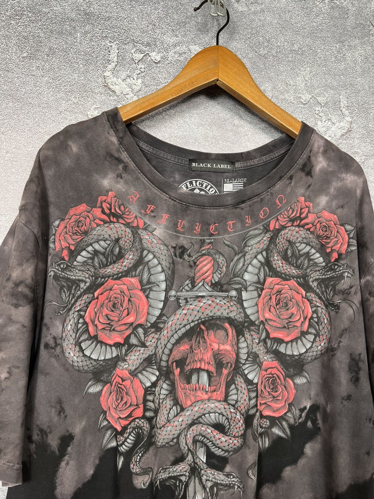 Affliction Affliction 3XL All Over Print Rhinestone Kross Logo T-shirt Size US XXL / EU 58 / 5 - 4 Thumbnail