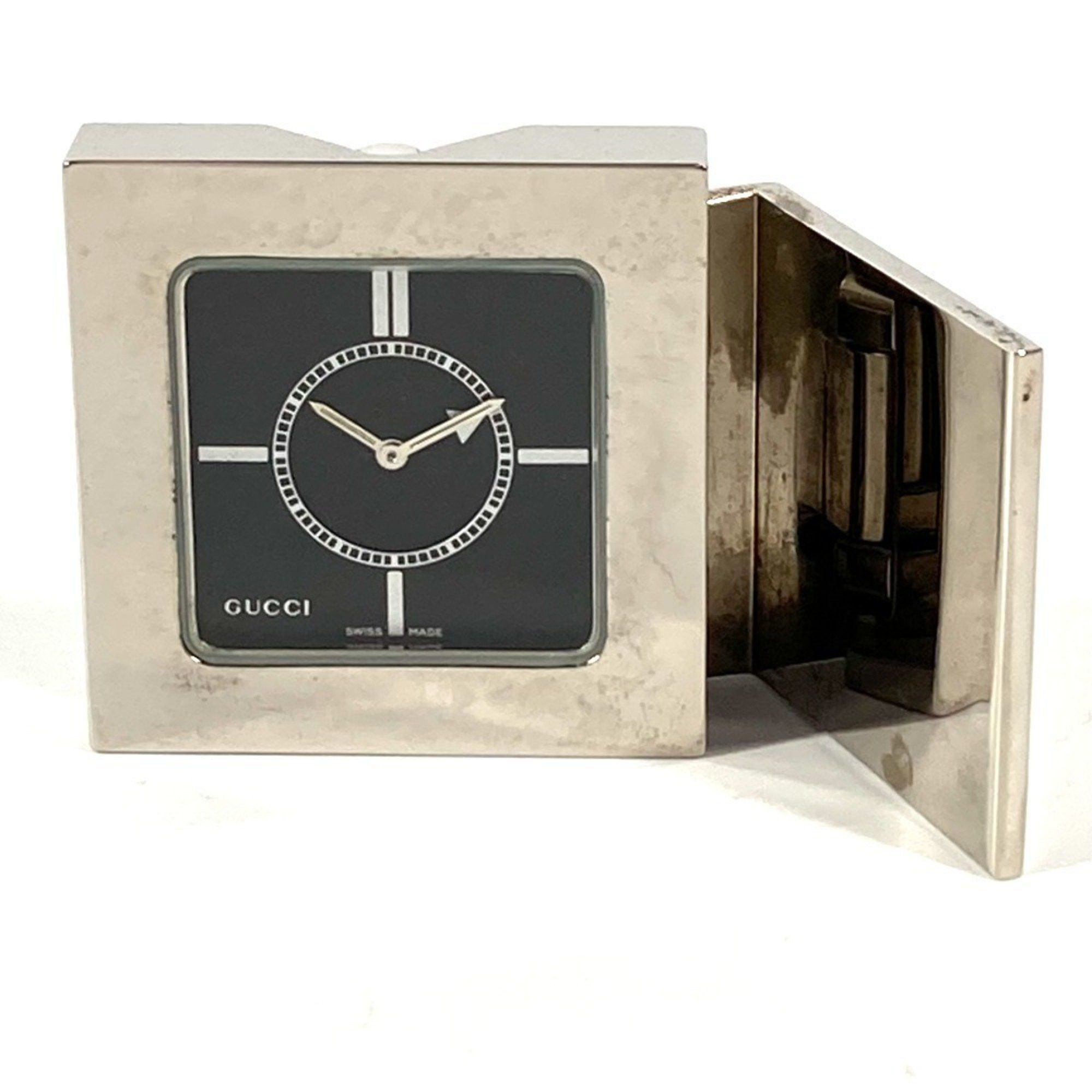 Gucci GUCCI REF0840 Logo Travel Watch Interior Table Clock SS Men's Women's Silver Size ONE SIZE - 1 Thumbnail