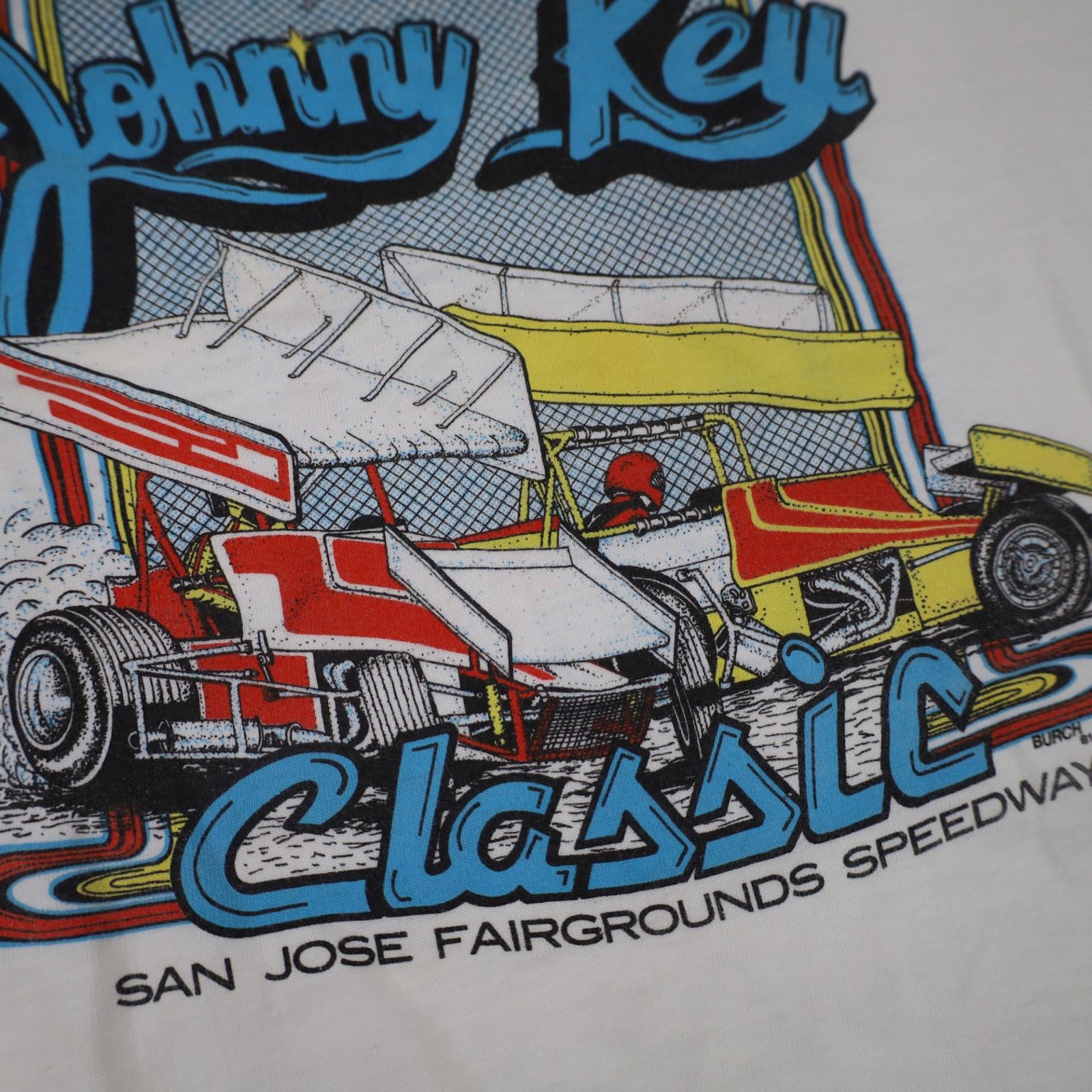 Vintage VTG 80sJohnny Key Classic Sprint Car Racing Graphic T Shirt Size US L / EU 52-54 / 3 - 5 Thumbnail