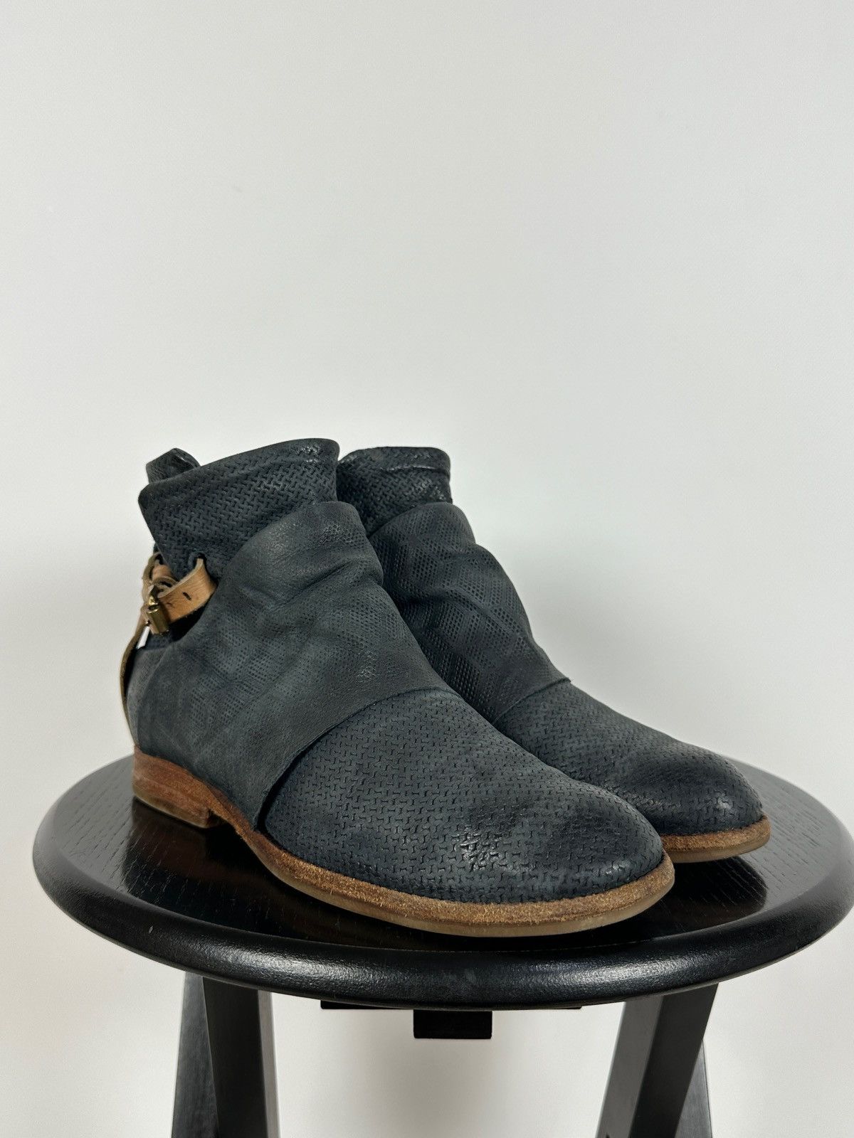 A.S.98 A.S.98. Airstep Navy Blue Leather Biker Ankle Boots Size US 8 / IT 38 - 11 Thumbnail