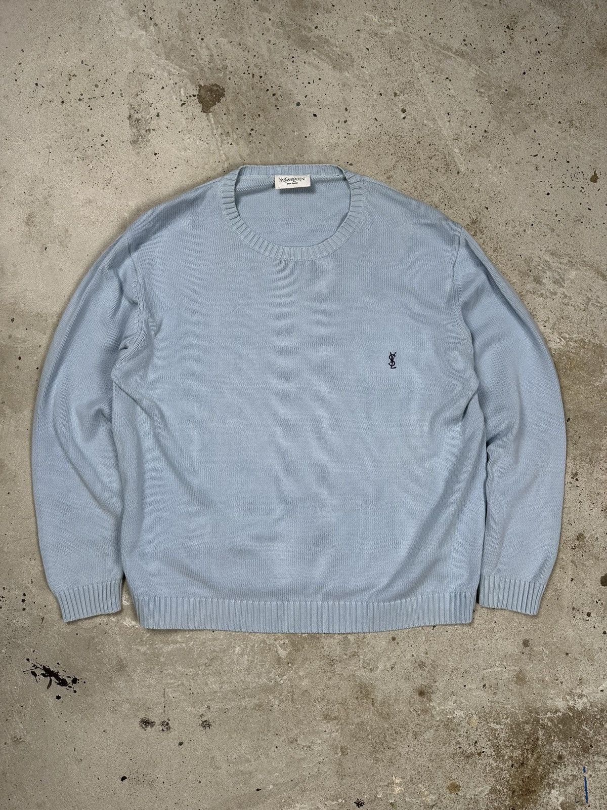 Yves Saint Laurent Vintage 90s Yves Saint Laurent Baby Blue Sweater Jumper Knit Size US XL / EU 56 / 4 - 1 Thumbnail