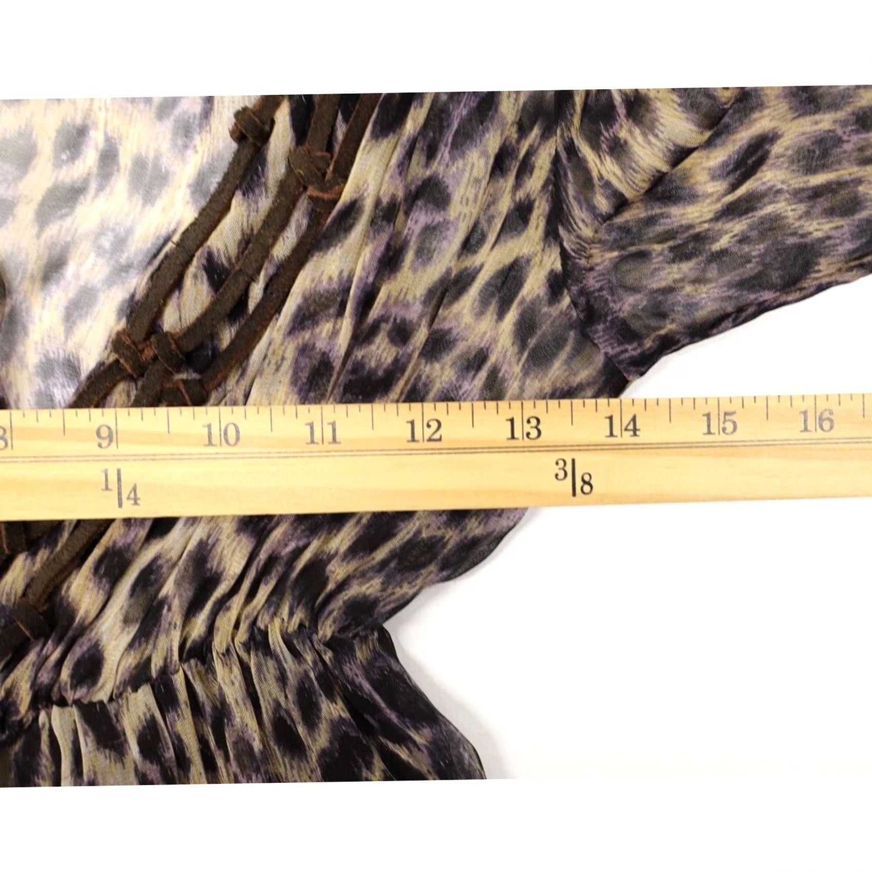 Vintage VINTAGE Buffalo Sheer Leopard Print Long Sleeve Dress Leather Detail S PS Petite Womens Size S / US 4 / IT 40 - 4 Thumbnail