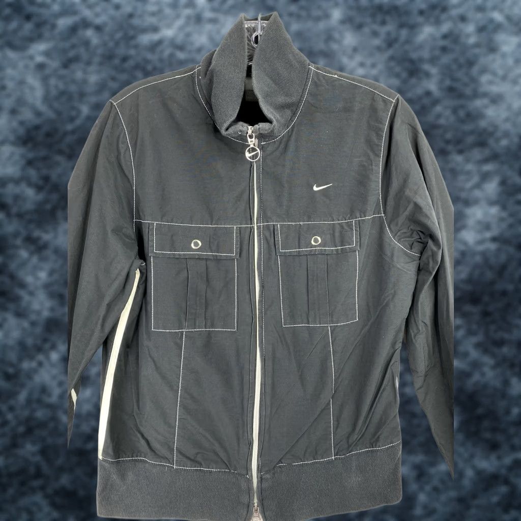Nike VINTAGE Nike Moto Style Track Jacket Womens M Black Lightweight Swoosh Y2K Size M / US 6-8 / IT 42-44 - 1 Thumbnail