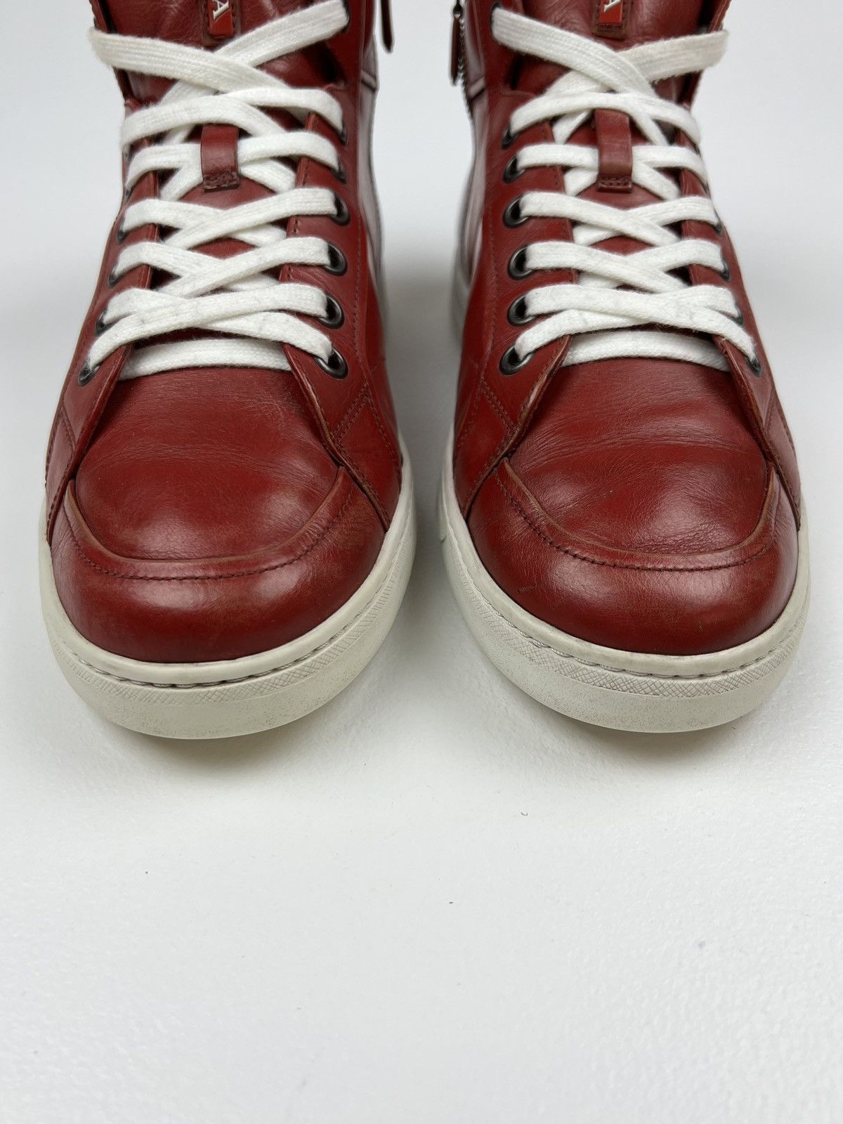 Prada PRADA Sneakers Hi Top Leather Shoes Side Zip Red Tab Logo Size US 10 / EU 43 - 4 Thumbnail