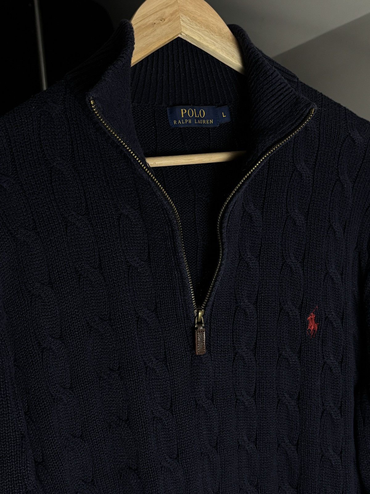 Polo Ralph Lauren Polo Ralph Lauren Half Zip Cable Knit Vintage Sweater Size US L / EU 52-54 / 3 - 3 Thumbnail