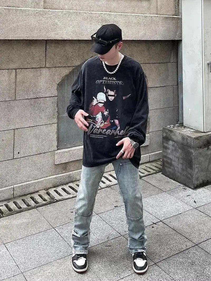 Japanese Brand Hip hop patchwork micro flared jeans Size US 30 / EU 46 - 4 Thumbnail