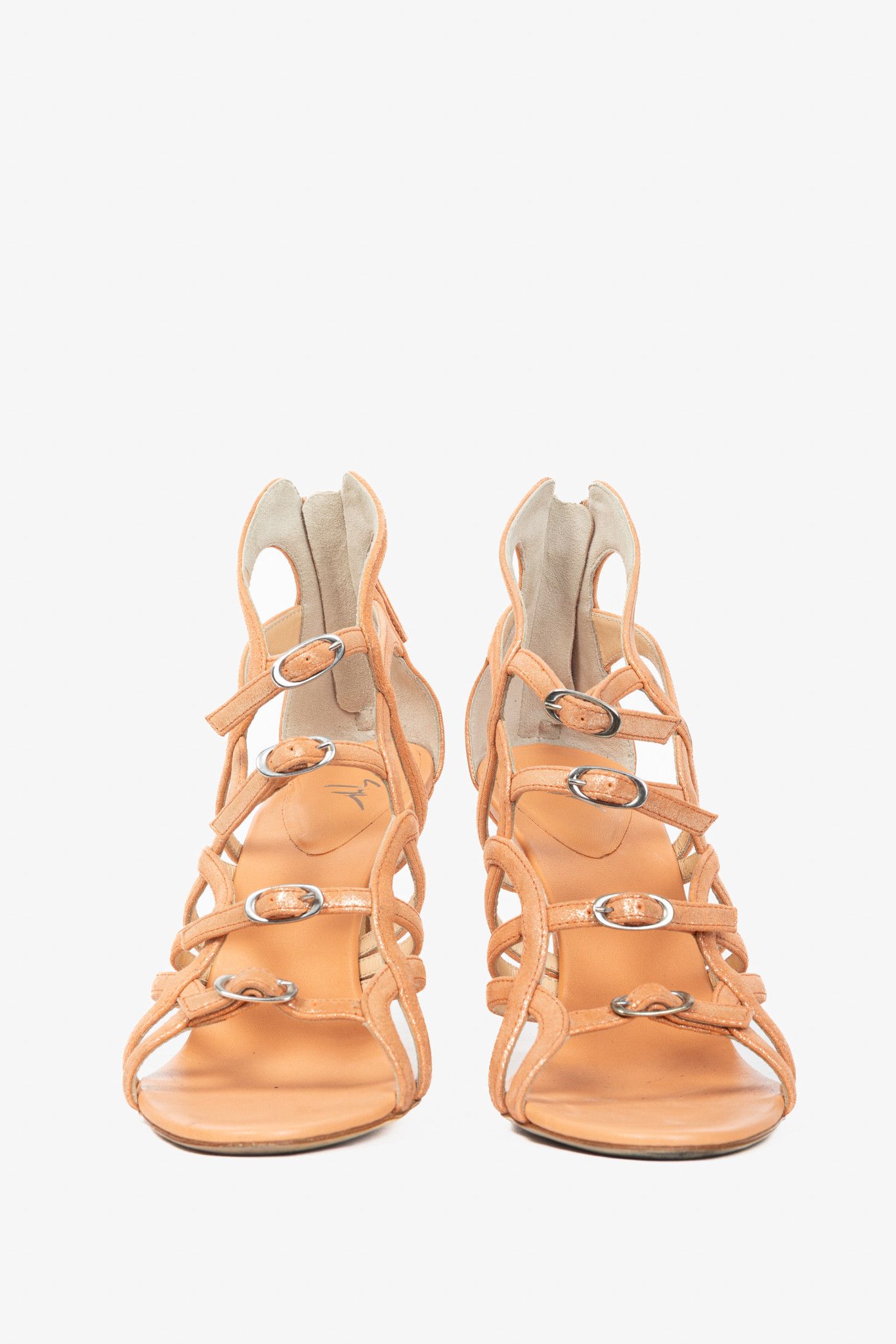 Giuseppe Zanotti Giuseppe Zanotti Metallic Coral Suede Strappy Sandals Size US 5.5 / IT 35.5 - 2 Thumbnail