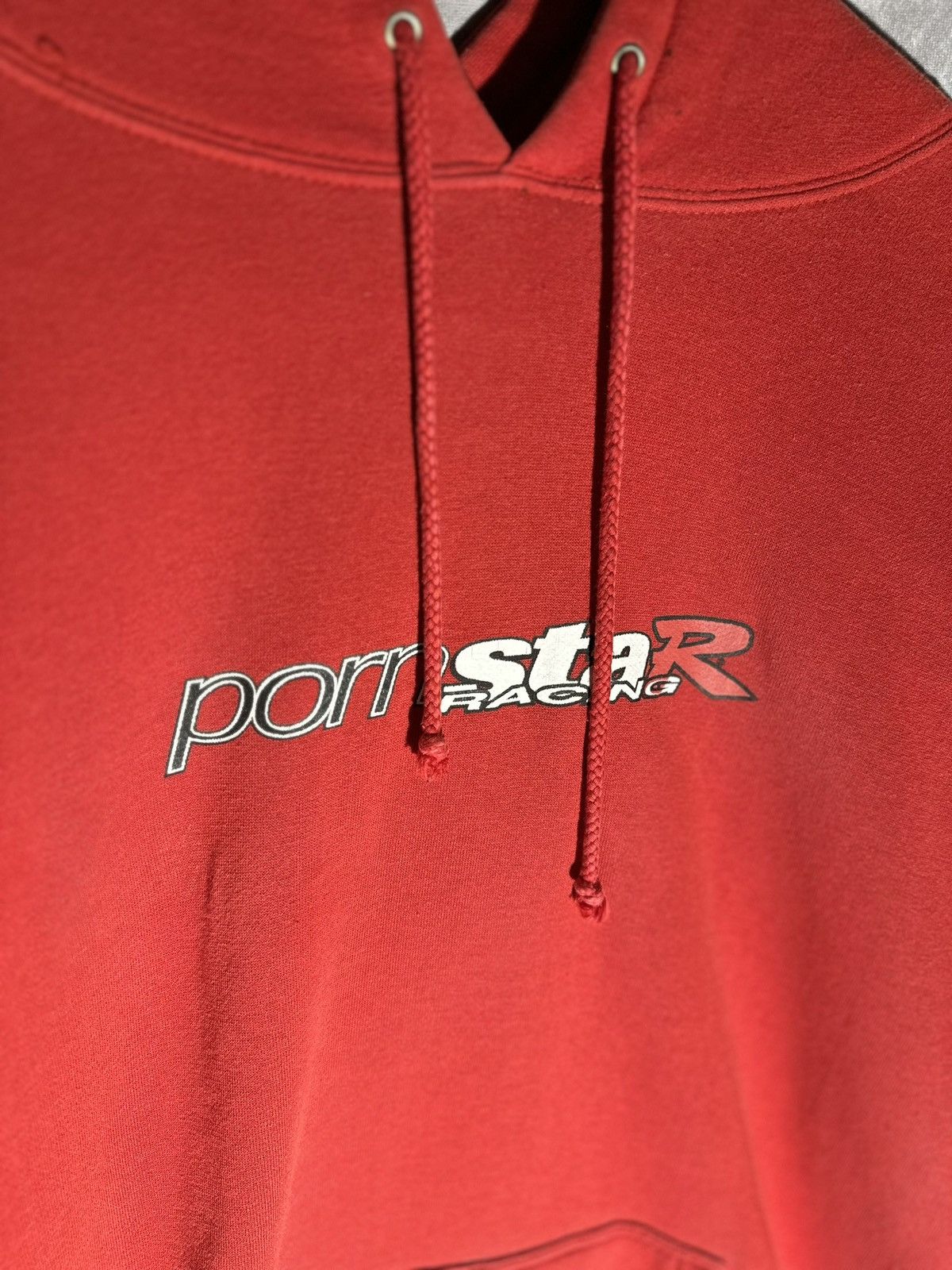 image of Hook Ups Vintage Pornstar Racing Hoodie in Red, Men's (Size XL)